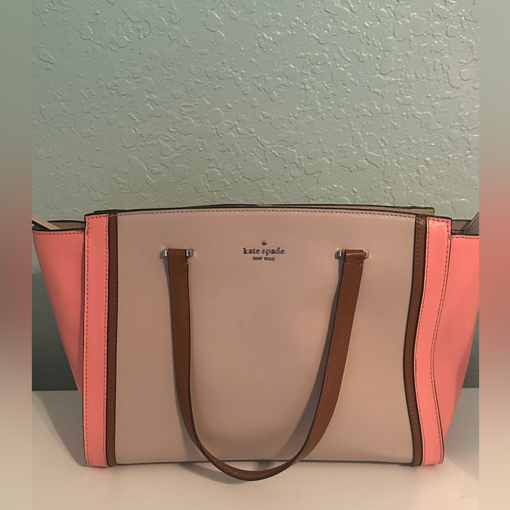 Kate Spade Patterson Color Block Bag Pink/Cream/Tan “Geraldine”